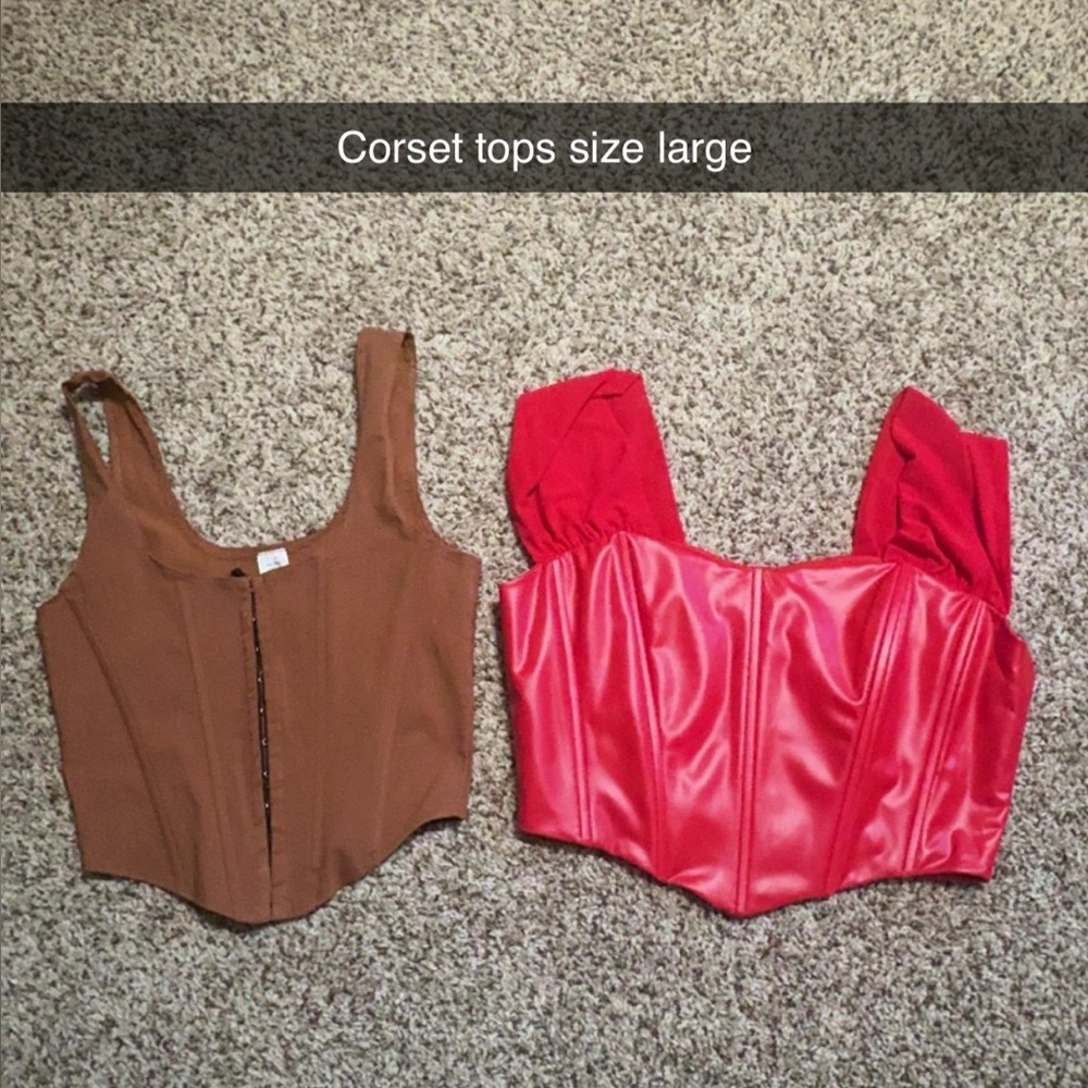 Brown and Red Corset Tops - Size Large